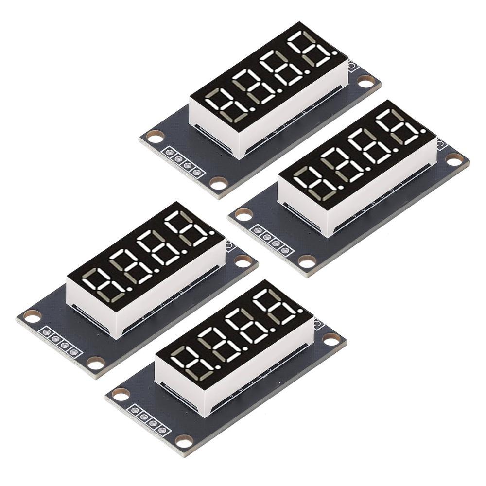 4 Set 0.36 Inch Digital Tube Display Module 4 Digit 7 Segment with Pin Header LED Segment Display TM1637 Drive Chip