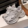 [White Deer Tong] CCGG Shining Galaxy Spring Daddy Shoes Women's Platform Silver Sneakers