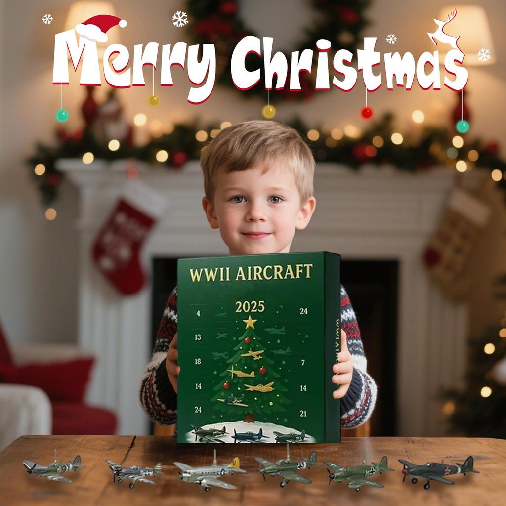 24 Days Aircraft Calendar Advent Christmas Countdown Calendar With 24 2D Warbirds Christmas Pendant Acrylic Decorative Charm