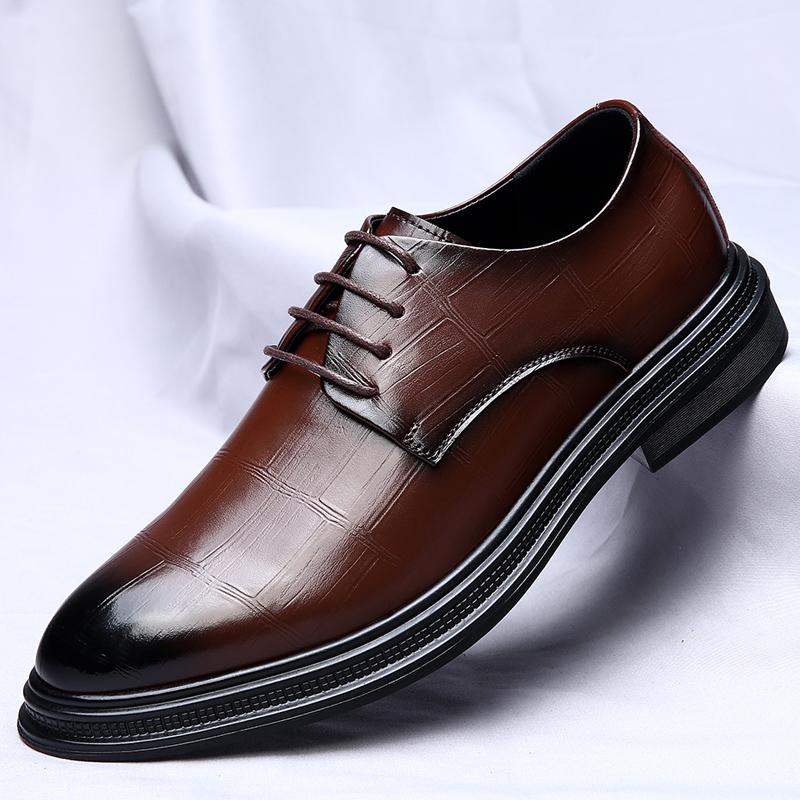 

МодаМодные Новые Мужские Кожаные Остроносые Формальные Дерби Кожаные Туфли Весенние Мужские Классические Черные/коричневые Деловые Повседневные Кожаные Туфли 44 коричневый
