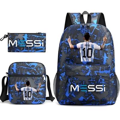 (3 STÜCK BEUTEL-MESSI) 3 Stück Fußball CR7 Ronaldo NEYMAR MESSI Rucksack 3D-Druck Teenager Umhängetaschen Kinder Kapazitätsbeutel