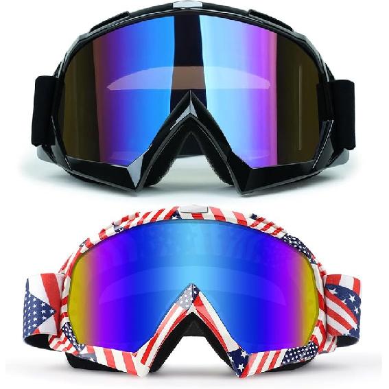 ATV Dirt Bike 2-Pack Motorcycle Motocross Goggles For Men Women MX Riding UTV Helmet Offroad Goggles, UV400 Anti-Scratch Fog Dustproof For Adults