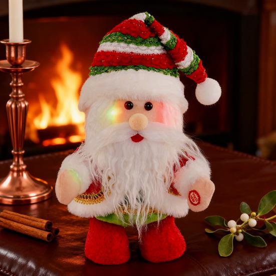Santa Claus Ornament Electric Walking Singing Santa Toy with Funny Moves Songs Stuffed Christmas Doll Holiday Decoration