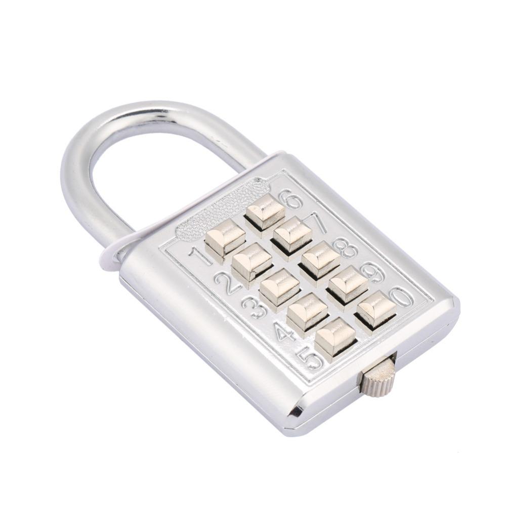 2pcs 5-Digit Pre-Set Code (Unchangeable) Push Button Combination Padlock Zinc Alloy Body 10-Digit Combination Padlock
