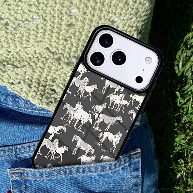 Beautiful Elegant Brown Horses soft Phone Case Cover for IPhone 11 12 13 14 15 16e 17 Pro Max Coque for IPhone 17 Air