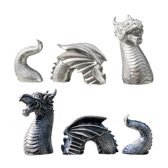 Gothic Dragon Garden Statue 3-Section Dragon Figurine Weatherproof Outdoor Art Dragon Sculpture for Home Patio Yard Lawn Courtyard Decoration