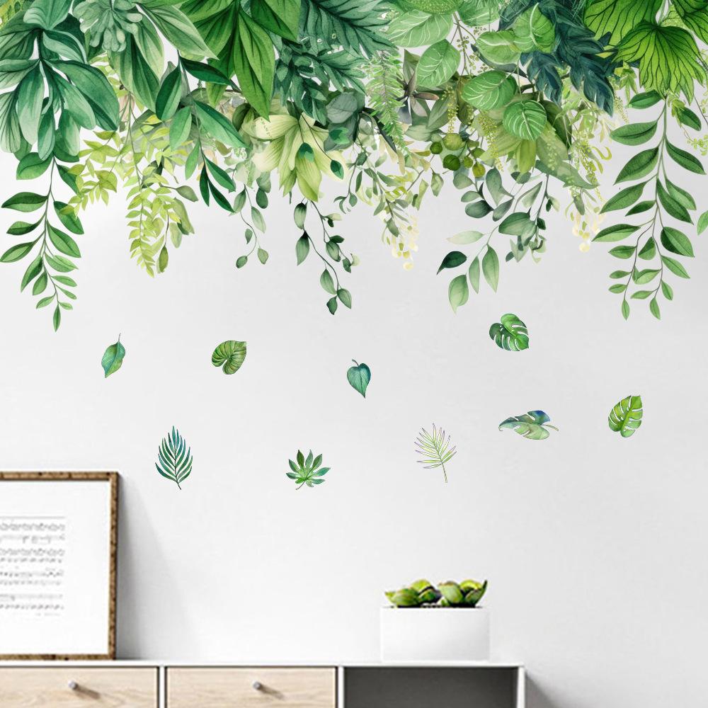 Green Leaf Wall Sticker Decoration for Living Room Bedroom Kids Room Removable Peel and Stick Vinyl Wall Art