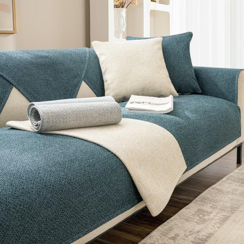 

Подушка для дивана из японского хлопка и льна, современная нескользящая подушка, универсальный чехол для дивана Four Seasons 70*70cm темно-зеленого