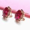 Rose Gold Plated Purple Gold Inlaid Egg Surface Red Stone Lace Temperament Colored Gold Exquisite Ear Buckle