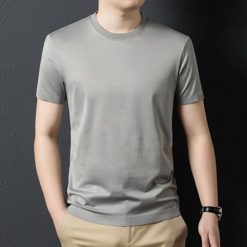 Men s Cotton Blend Round Neck Short Sleeve T-Shirt 180