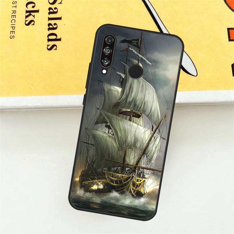 Sailing Pirate Ship Boat For Huawei Nova 9 10 SE 7i 8i 11i 12i 12s Y73 Y72 Y61 Y91 Y90 Y70 P30 P40 Lite Y60 Pro Case