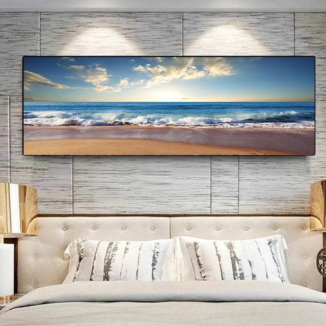 Landscape Beach Sunset Canvas Painting Nature Ocean Cloud Posters and Prints Wall Art Pictures Living Room Home Decor No Frame