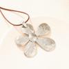 Vintage Round Leather Cord Pendant Necklace With Unique Fingerprint Design Bohemian Statement Jewelry For Women