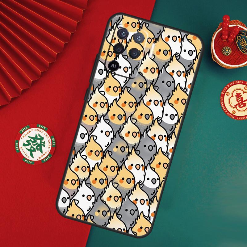 Cartoon Cockatiel Collage Case For Oppo A15 A17 A57 A6 A5 Pro A54 A74 A94 A16 A76 A96 A40 A60 A80 A18 A38 A58 A78 A98