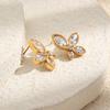 European and American Fashion Niche Geometric Personality Stainless Steel Plated with 18K Zircon Flower Earrings for Women