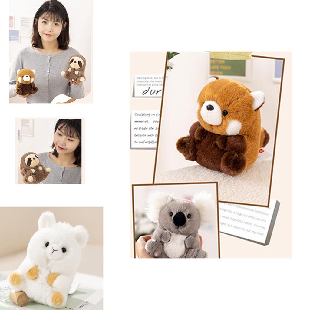 Adorable Animal Plush Toys Panda, Koala, Sloth, Hamster, Alpaca, Dinosaur, Short Plush Fabric, Pp Cotton Filling, Room Decor, Kids Gift