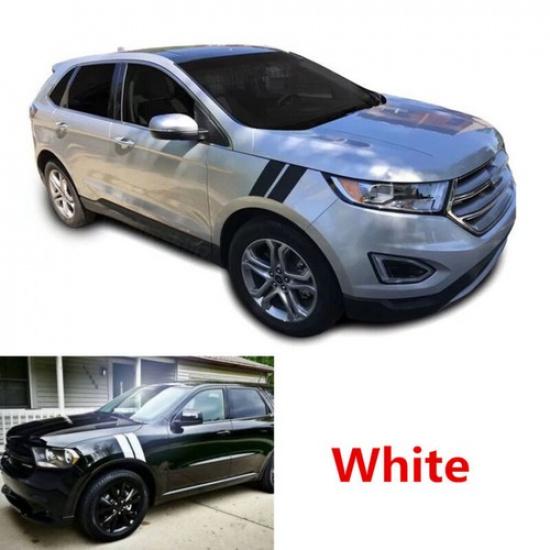 

4x White Stripe Car Wheel Fender Sticker Vinyl Graphic Decal 56x10cm Universal
