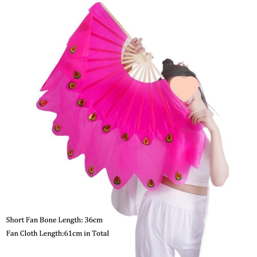 Dancer Practice Peacock Tail Fan 31/36cm Bamboo Yangko Dance Bamboo Fans  Kid Women