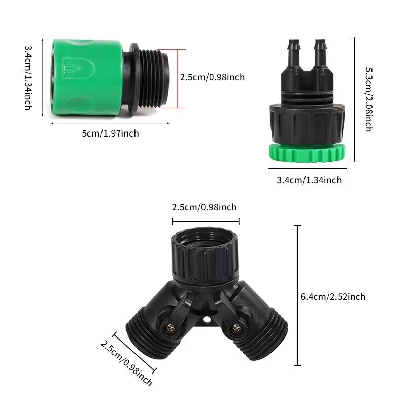 Drip Irrigation Faucet Adapter 4 Way Diverter for Garden 1/4 '''Hose Watering System European Connectors Adjustable