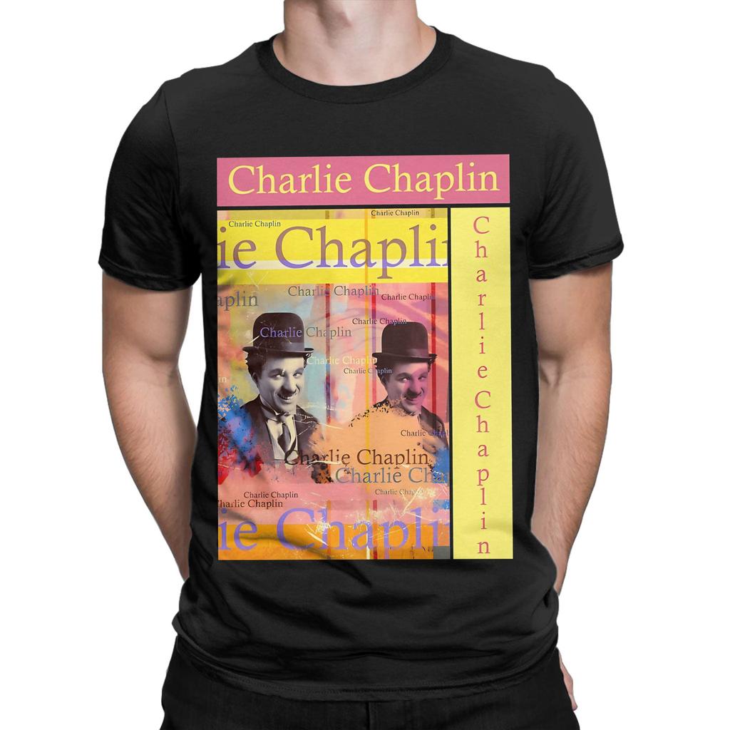 Charlie Chaplin Portrait of English Actor and Comedian Classic Funny 100% Cotton T-Shirt Tops T