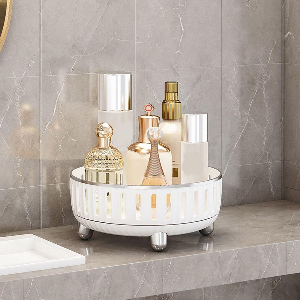 Plastic 360° Rotating Storage Tray Round Large Capacity Seasoning Storage Rack Space Saving Rotating Spice Shelf Bathroom