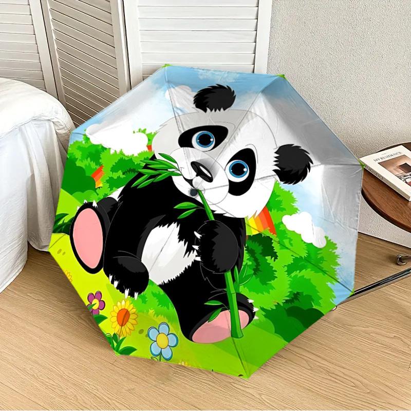 1pc Panda Print Automatic Open/Close Umbrella, 8-Rib Sturdy Frame, Umbrella for Travel, Everyday, Formal Events Yy251126032