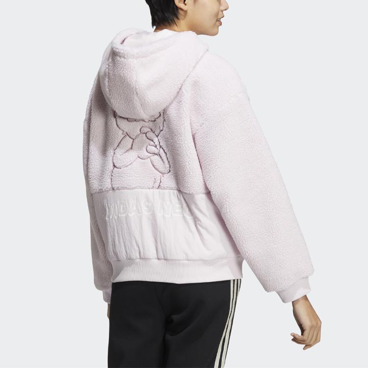 Adidas Neo Sesame Street Collaboration Letter Logo Sports Hooded Cotton Jacket Women Jacket Pink HD7288