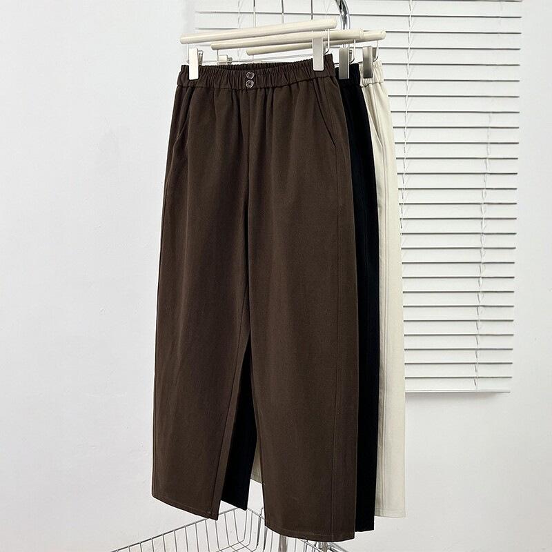 

2026 Spring Women s Plus Size Slimming Elastic Waist Banana Pants 2XL (for 130-150 jin) кофейный