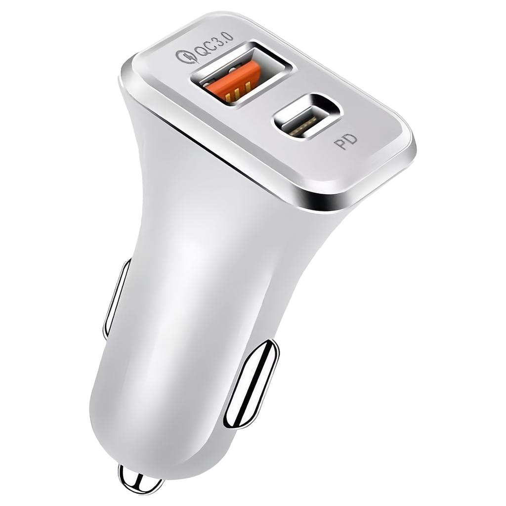 Double Port Fast Car Charger USB C PD18W and USB A QC3.0 Quick Charging Adapter for Smartphones Tablets Laptops