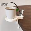Portable Tea Bag Drip Catcher Fishing Man Holder with Coaster, Cute Stick Figure Minimalist Clip Holder, Funny Desk Cup Catcher, Novelty Accessory for
