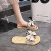 Women's Lightweight Non-Slip Fashion Bow Beach Sandals: Stylish, Cool, Flat Toe-Post Summer Slippers for Outdoor Wear