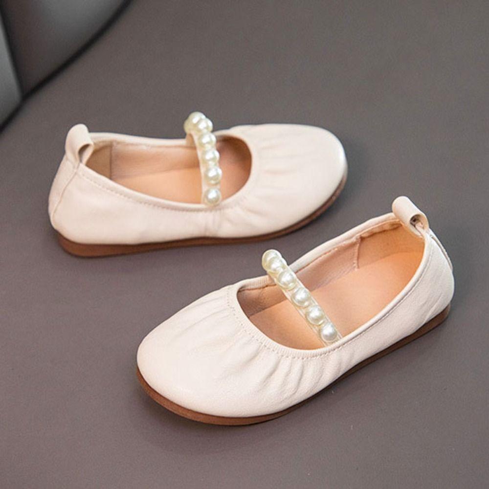 Pearl Girls Princess Shoes Soft Soled Kids Casual Flats Elegant Children Leather Shoes  Autumn