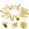 9Pcs 2-7cm Mini Gold Musical Instruments - Dollhouse Figurines, Christmas Tree Hanging Pendants, Desktop Decor, ZSY