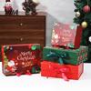 Sturdy Cardboard Packaging Christmas Gift Box with Lid, Magnetic Closure Large Collapsible Printed Containers Ribbon, Red Green Holiday for