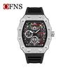 Oufannishi Barrel-Shaped Quartz Waterproof Skeleton Men's Watch with Calendar and Luminous Features