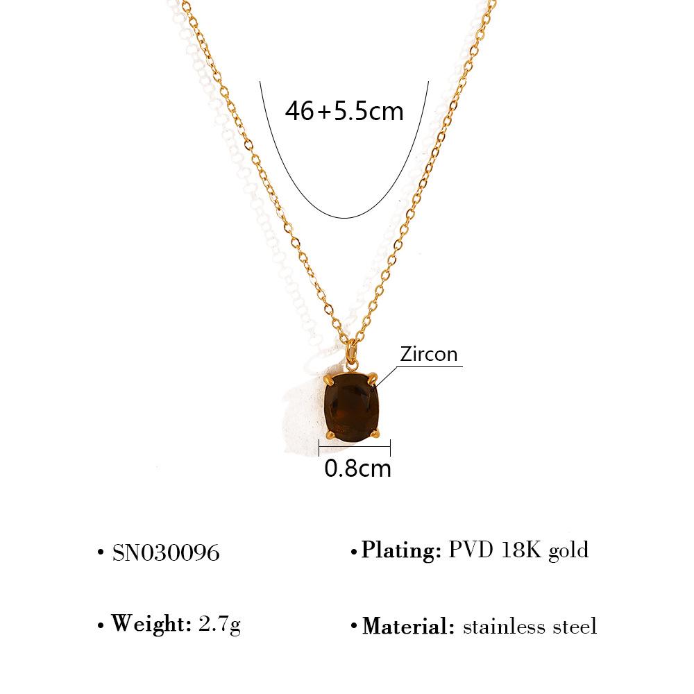 Colorful Zircon Round Pendant Necklace For Women Fade Resistant Versatile Spring Summer Collarbone Chain