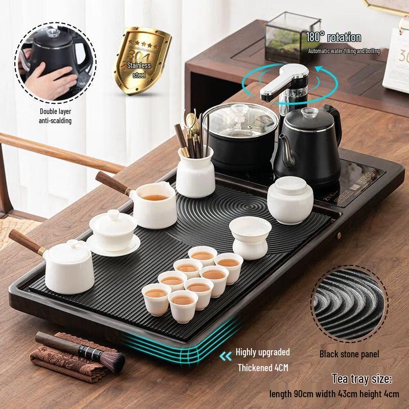 Qianyu Modern Chinese Kung Fu Tea Set with Automatic Tea Tray
