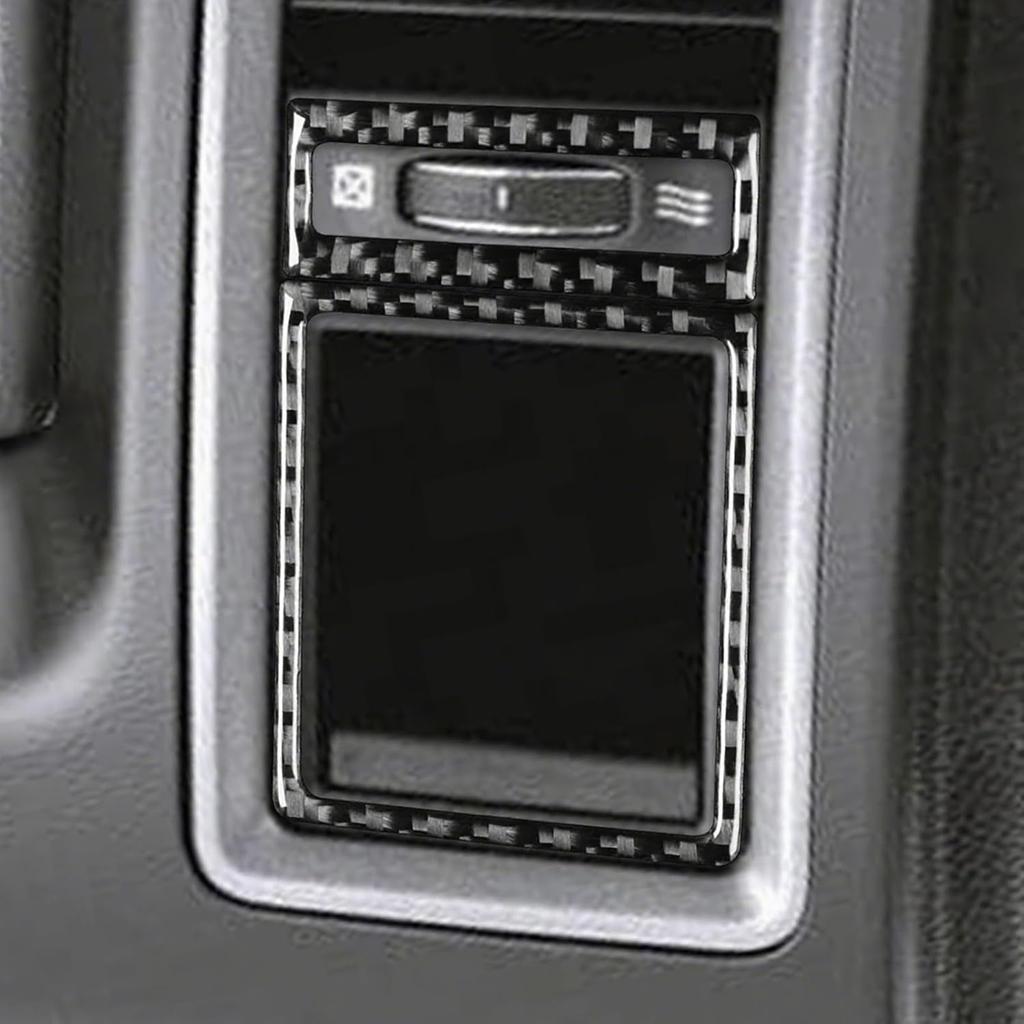 Carbon Fiber Headlight Switch and Air Vent Trim for Dodge RAM 1500 2500 3500 2013-2018,Dashboard Light Control Panel & AC Outlet Frame Sticker