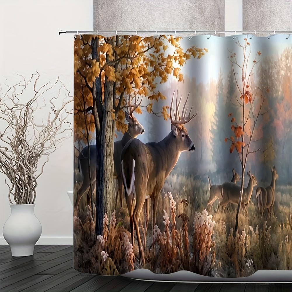 

1Pc Shower Curtain - Autumn Forest With Deer In A Serene Woodland Scene For A Nature-Inspired Bathroom Waterproof W60H190(CM)-1 Pcs