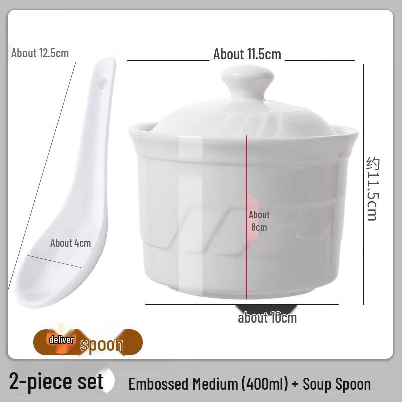 Single Serving Ceramic Double Boiler Stew Pot with Lid