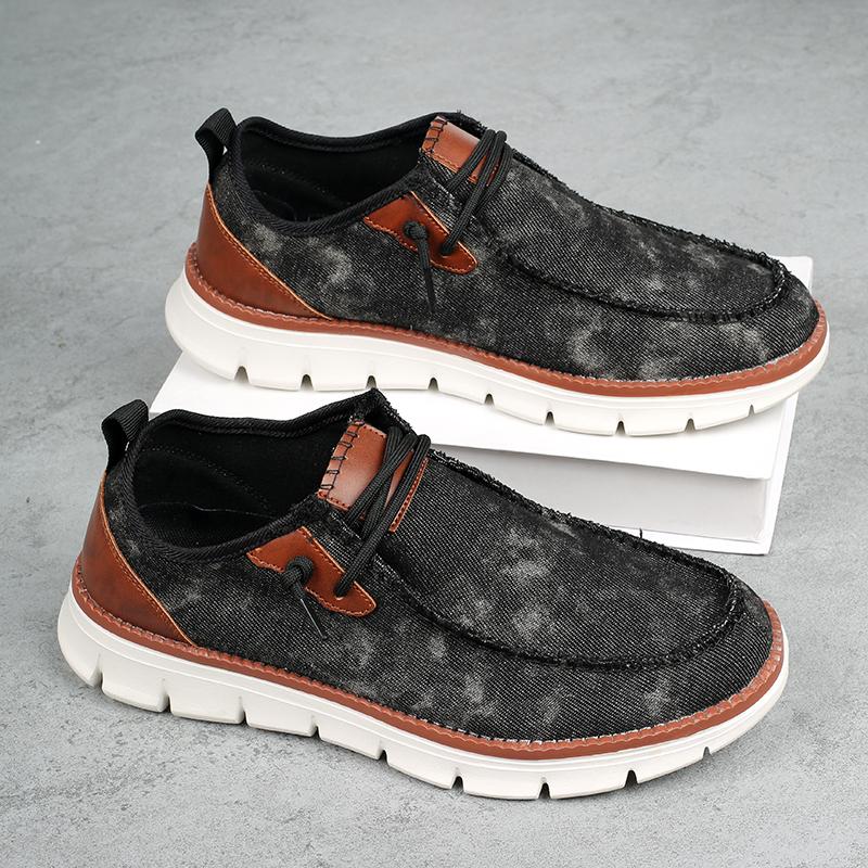

Men s Summer Scattered Canvas Shoes Breathable and Comfortable Sports and Leisure Shoes 2025 New Lightweight Flat Loafers 39 сірий колір