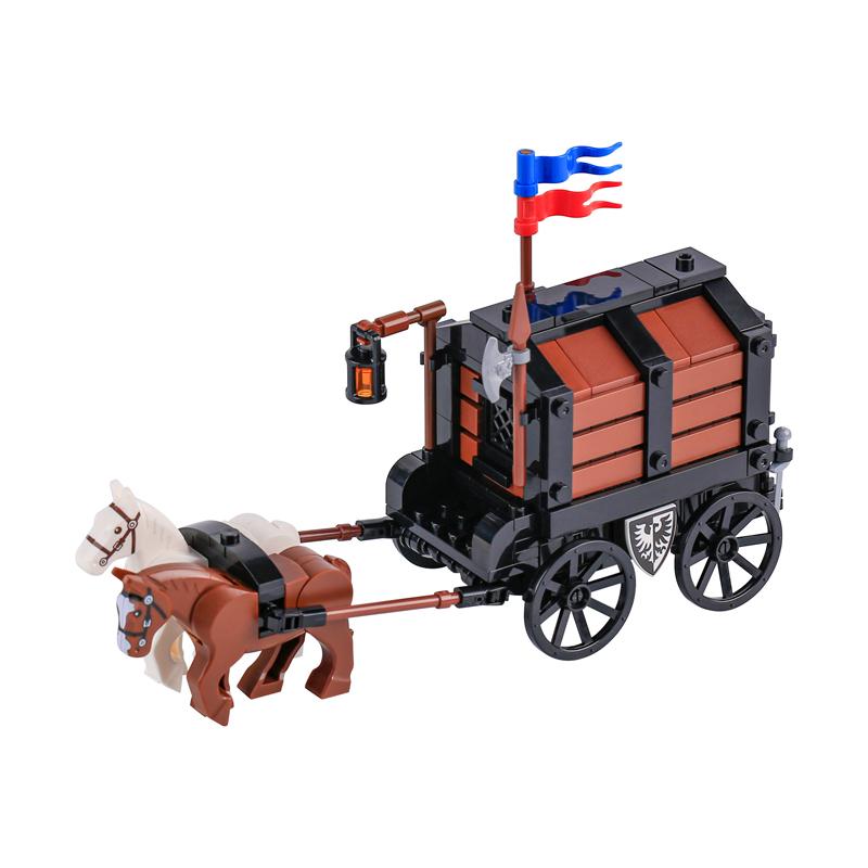 Wolf Knight Warrior Building Blocks – Medieval Castle Horse Soldier Toy with Sword, Axe, Bow, Shield & Cloak for Boys