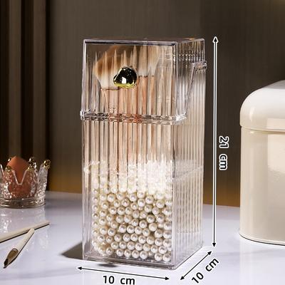 Clear Makeup Brush Holder with Lid Cosmetic Tools Organizer Box Large Capacity Dustproof Cosmetic Brushes Storage with 9 Slots
