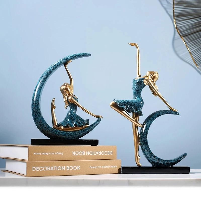 Moon Girl Figure Ballet Dancer Statue Living Room TV Cabinet Decoration Ornaments Birthday Gifts Artware Home Decor Figurines