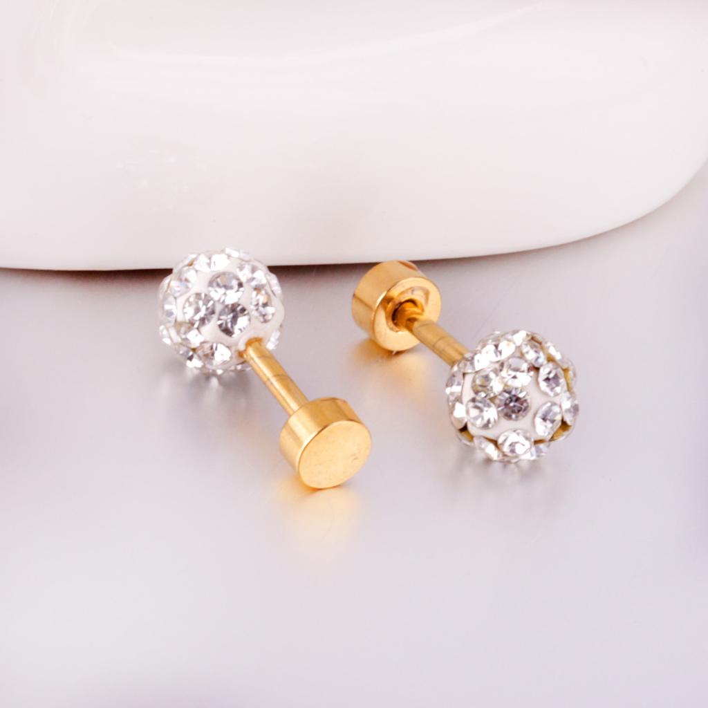 Geometric Circle Diamond Inlaid Titanium Steel Minimalist Personality Earrings For Women