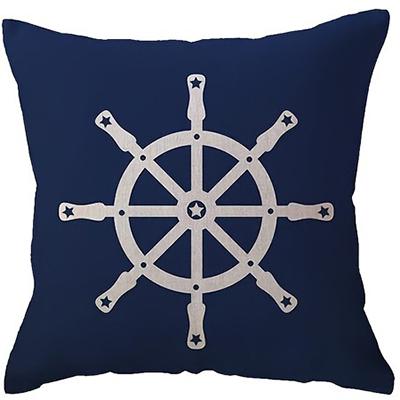 Rustic nautical pillow cover with sailboat and anchor design for sofa, car, bedroom decorative cushion cover