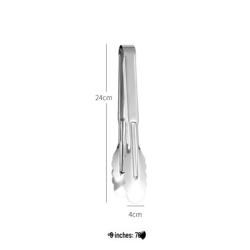 Zhishi 9-Inch Stainless Steel Plum Blossom Food Tongs, Set of 4