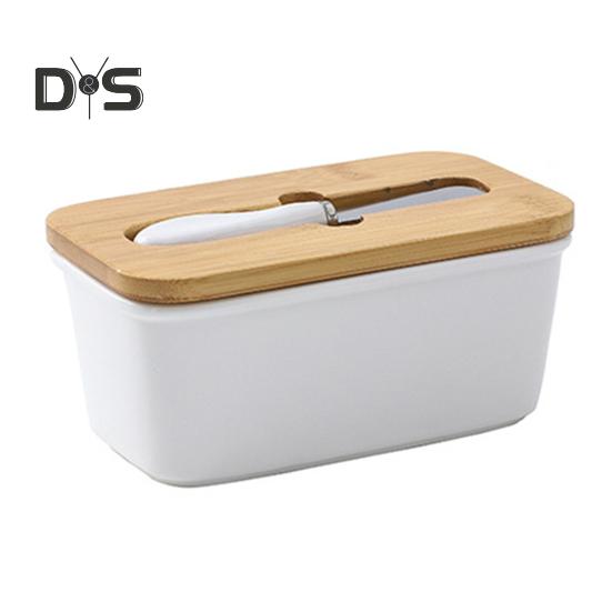 

Керамическая масленка с резаком и крышкой, герметичный контейнер для хранения масла для сохранения свежести, многоцелевая форма для масла для выпечки белый