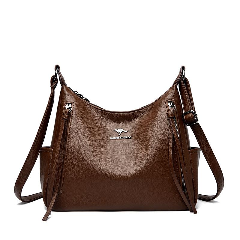 Retro Echtleder Achseltasche, Pendel-Einzelschultertasche für die Arbeit, Nische, Einfache und trendige Umhängetasche