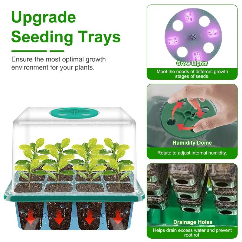 4/5/6 Heads Full Spectrum USB 5V LED Grow Light with Seedling Starter Tray Greenhouse Plant Growing Lamp for Seedlings